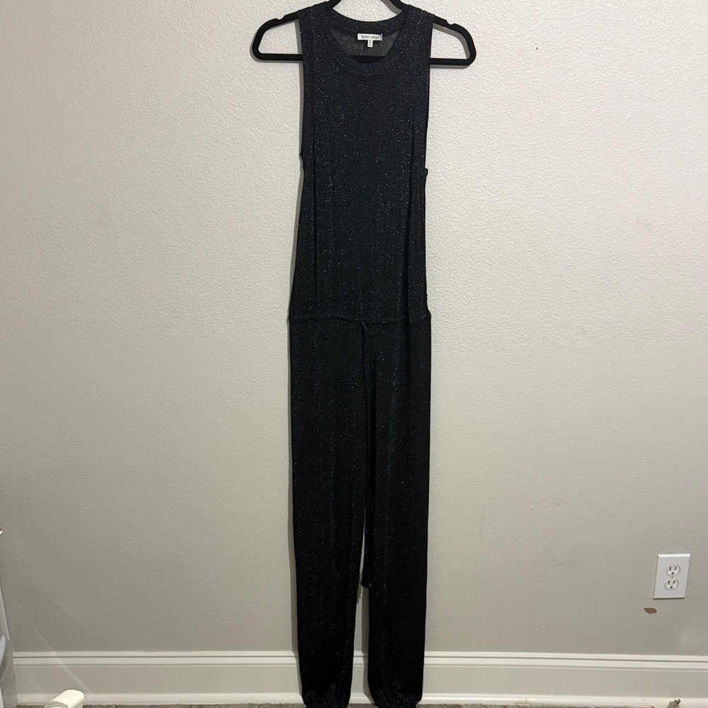 Ronny Kobo Collection Metallic Black Sparkle Sleeveless Jumpsuit Evening Formal